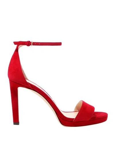 Shop Jimmy Choo Woman Sandals Red Size 10 Soft Leather