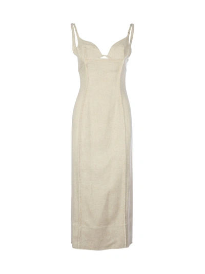 Shop Jacquemus La Robe Valerie In Beige Beige