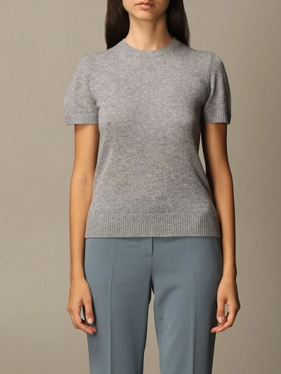 Shop Theory Cashmere Sweater With Short Sleeves In Grey