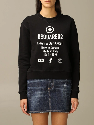 Shop Dsquared2 Cotton Sweatshirt With Logo In Black