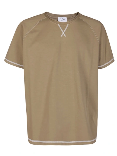 Shop Ferragamo Khaki Green Cotton T-shirt