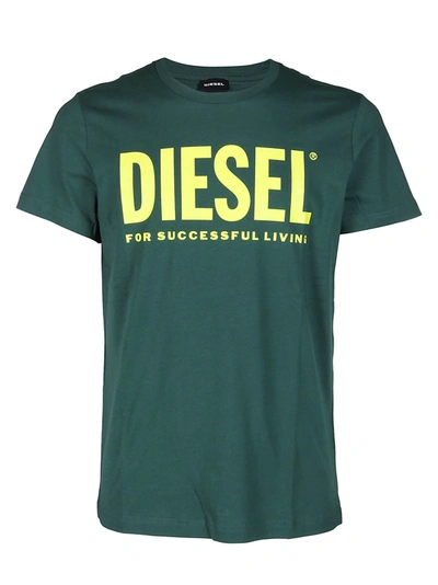 Shop Diesel Green Cotton T-shirt