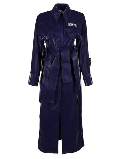 Shop Off-white Navy Blue Trench Coat