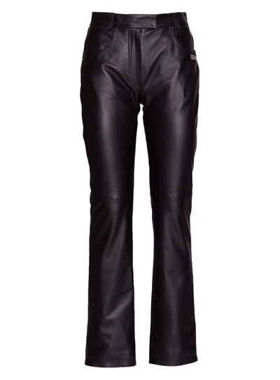 Shop Off-white Straight Leg Leather Trousers In Nero