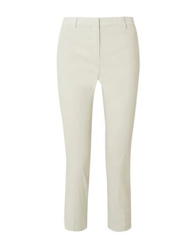 Theory Wide Cropped Cotton Blend Jeans In Light Green