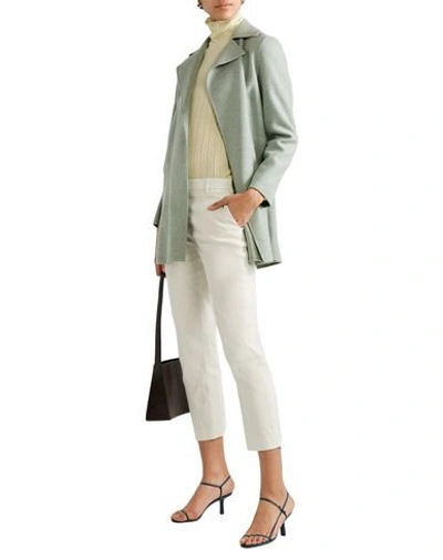 Theory Wide Cropped Cotton Blend Jeans In Light Green