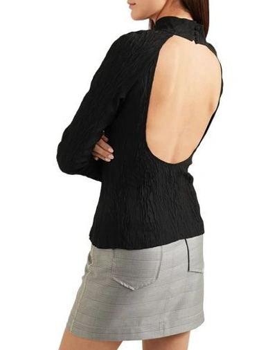 Shop Alexa Chung Alexachung Woman Top Black Size 10 Polyester, Acetate, Cotton, Polyamide, Elastane