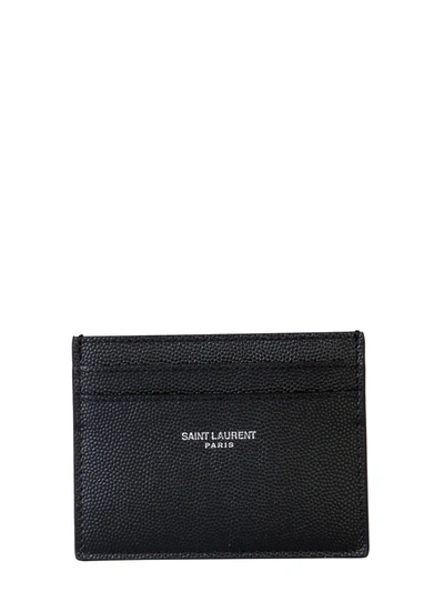 Shop Saint Laurent Card Holder With Logo In Black