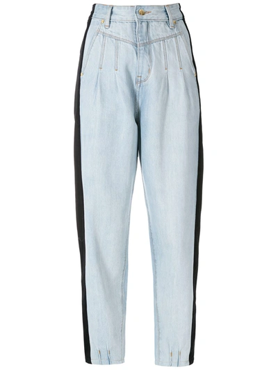 Shop Amapô Two-tone Denim Trousers In Blue