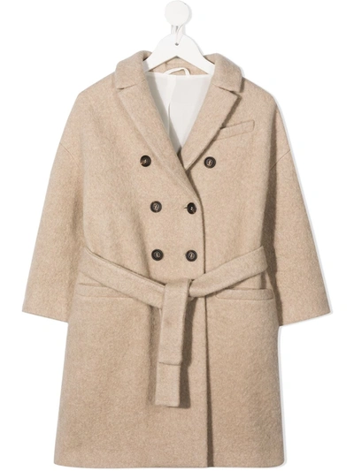 Shop Brunello Cucinelli Double-breasted Wool Coat In Neutrals