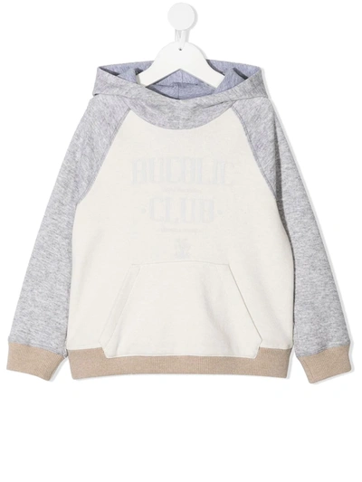 Shop Brunello Cucinelli Graphic-print Colour-block Hoodie In Neutrals