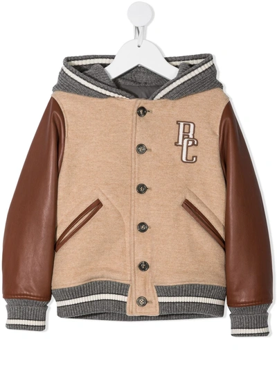 Shop Brunello Cucinelli Chest Logo Jacket In Neutrals