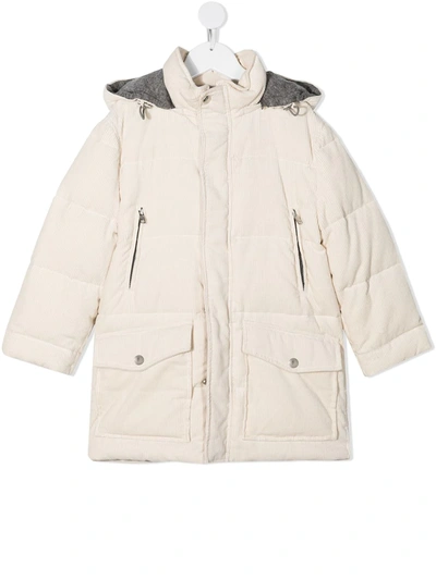 Shop Brunello Cucinelli Padded Hooded Coat In White