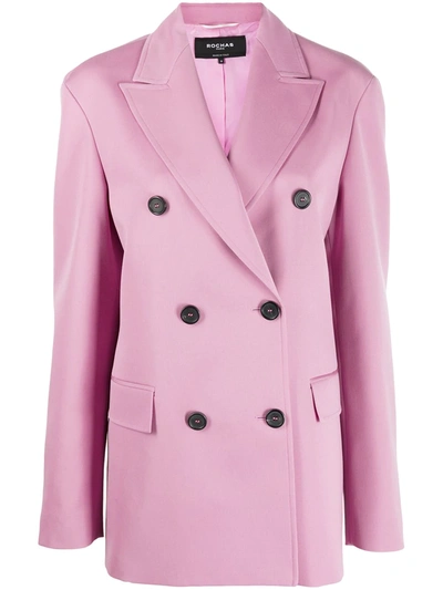 Shop Rochas Double-breasted Fitted Coat In Pink