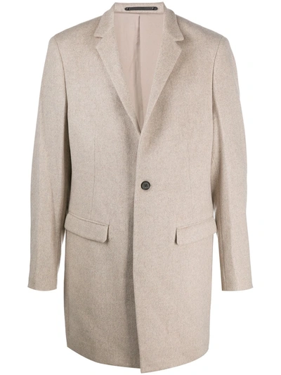 Shop Allsaints Single-breasted Wool Coat In Neutrals