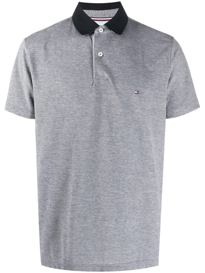 Shop Tommy Hilfiger Logo Embroidered Polo Shirt In Blue