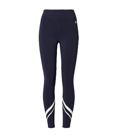 Tory Sport Chevron Full-length Performance Leggings In Tory Navy/snow White