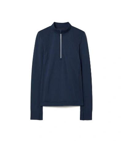 Shop Tory Sport Tory Burch Seamless Half-zip Pullover In Tory Navy