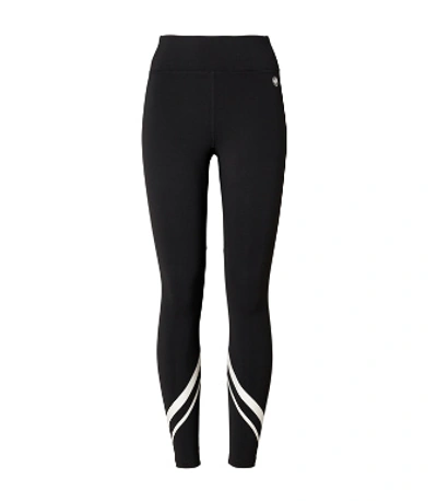 Shop Tory Sport Weightless Chevron Legging In Sport Black/snow White