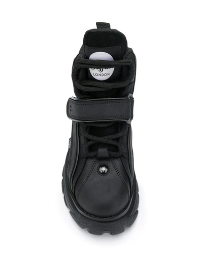 Shop Buffalo Leather Chunky Sneakers In Black