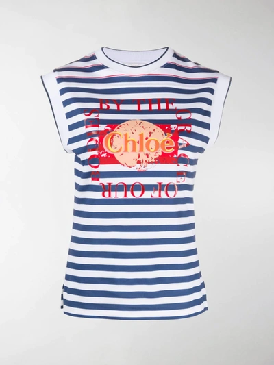 Shop Chloé Horizontal-stripe Tank Top In White