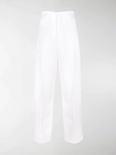 Shop Jacquemus High-waisted Wide-leg Trousers In White