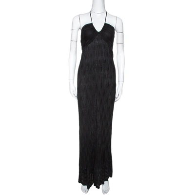 Pre-owned M Missoni Black Chevron Knit Halter Dress M