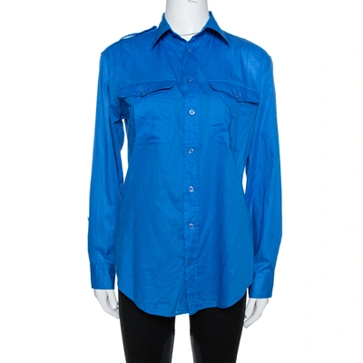 Pre-owned Ralph Lauren Blue Cotton Button Front Shirt M