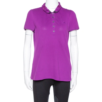 Pre-owned Burberry Brit Purple Cotton Ruffled Collar Polo T-shirt M
