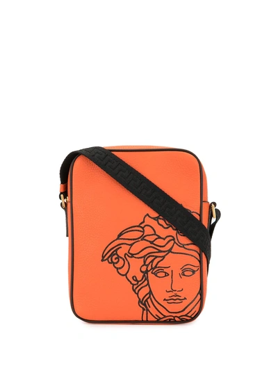 Shop Versace Pop Medusa Messenger Bag In Orange