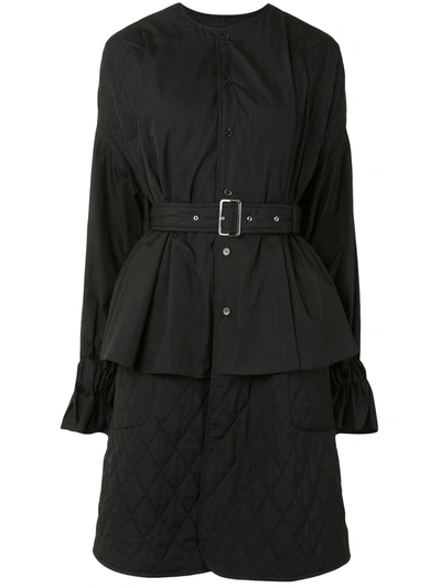 Shop Comme Des Garçons Belted / Quilted Cape Shirt In Black