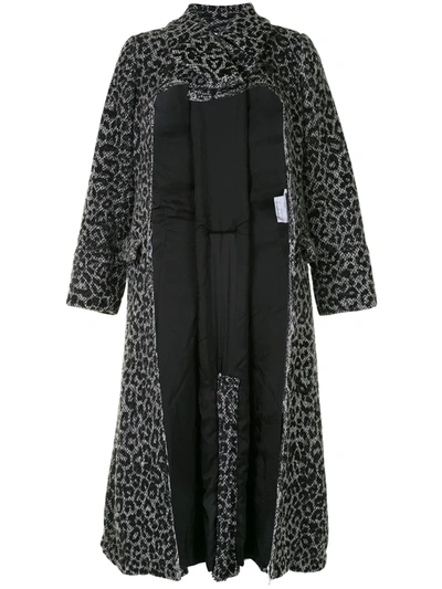 Shop Comme Des Garçons Comme Des Garçons Leopard-print Cut-out Coat In Grey