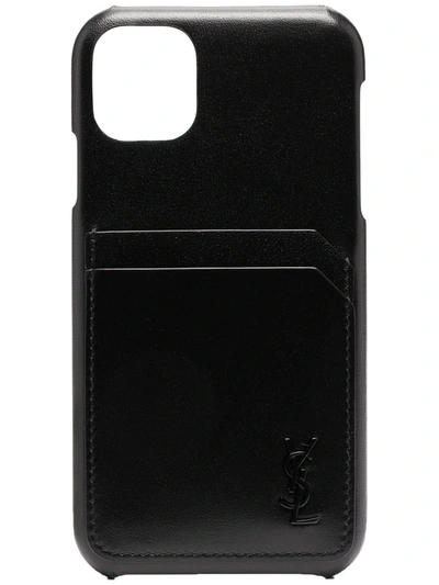 Shop Saint Laurent Leather Iphone 11 Pro Max Case In Black
