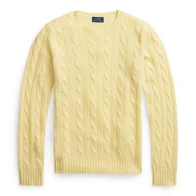 Shop Ralph Lauren Cable-knit Cashmere Sweater In Beekman Yellow
