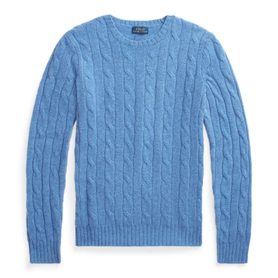 Shop Ralph Lauren Cable-knit Cashmere Sweater In Deep Blue Heather