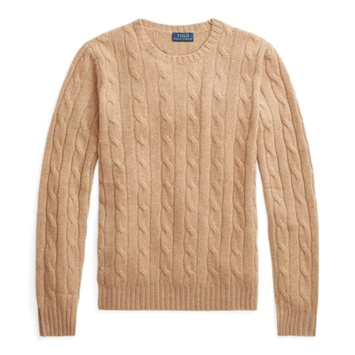 Shop Ralph Lauren Cable-knit Cashmere Sweater In Luxury Beige Heather