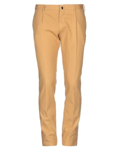 Shop Incotex Man Pants Ocher Size 34 Cotton, Elastane In Yellow