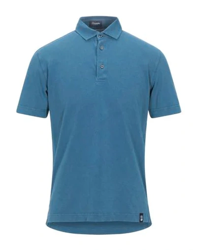 Shop Drumohr Man Polo Shirt Blue Size S Cotton