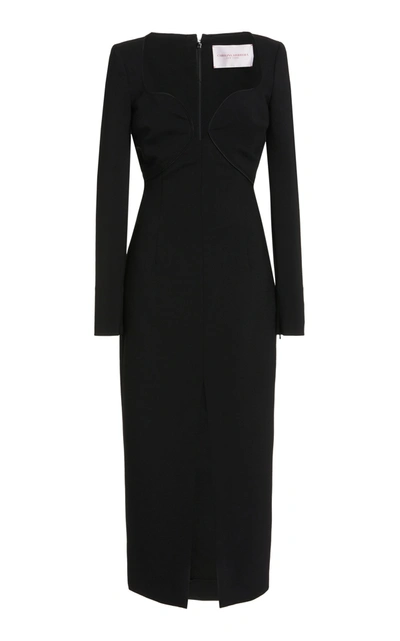 Shop Carolina Herrera Women's Sweetheart-neck Wool-blend Midi Dress In Black