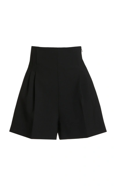 Shop Carolina Herrera Women's Stretch-cotton Twill High-rise Shorts In Black,white