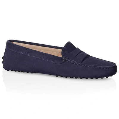 Tod's Gommino Driving Shoes In Suede In Blue