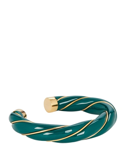 Shop Aurelie Bidermann Diana Twisted Bracelet In Green