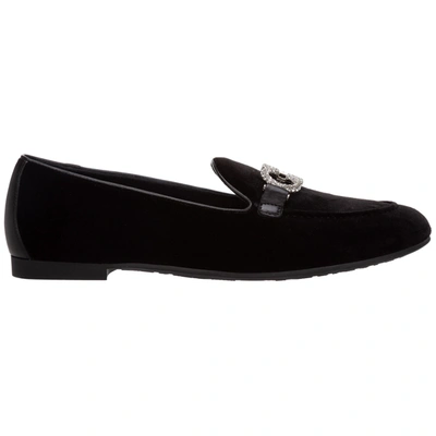 Shop Ferragamo Women's Loafers Moccasins  Gancini In Black