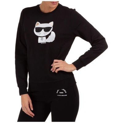 Shop Karl Lagerfeld Women's Sweatshirt Ikonik Choupette In Black