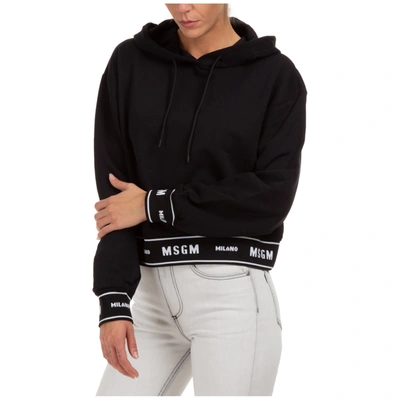 Shop Msgm Women's Sweatshirt Hood Hoodie In Black