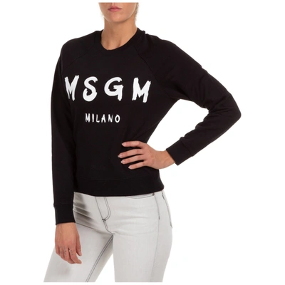 Msgm Logo Print Raglan Sweatshirt In Black