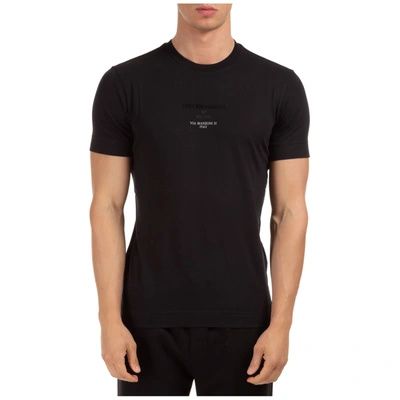 Shop Emporio Armani Men's Short Sleeve T-shirt Crew Neckline Jumper Manzoni 31 Milano In Black