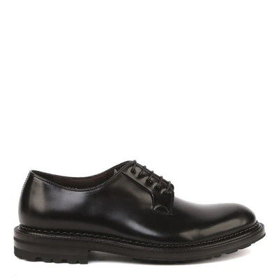 Shop Green George Derby Lace-up Shoes In Brushed Calfskin In Black