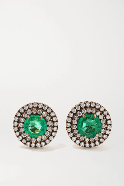 Shop Amrapali 18-karat Gold, Emerald And Diamond Earrings