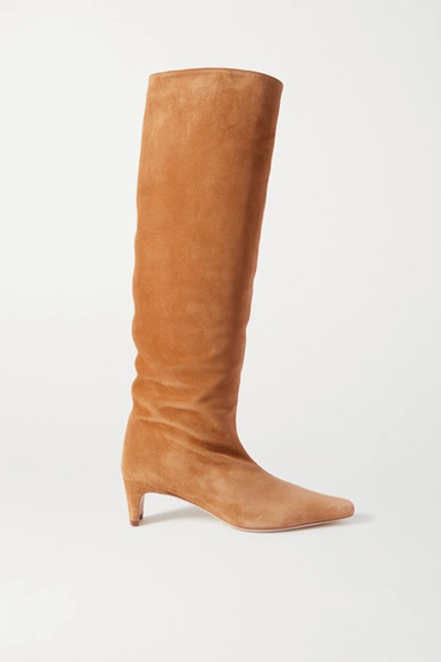 Shop Staud Wally Suede Knee Boots In Tan